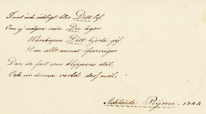 Cecilia’s Album: Adèlaide Peijron (Sparre) – A Poem about Friendship